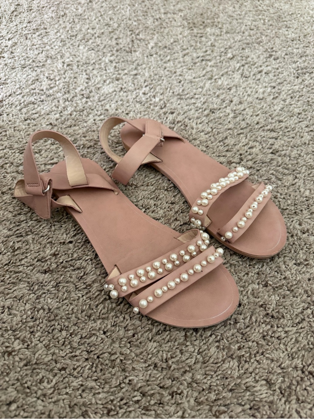 Zara Pink Pearl-Embellished Slingback Sandals